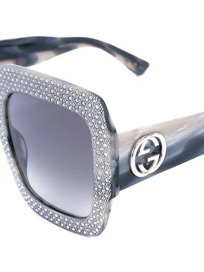 Shop Gucci Oversized Square Frame Rhinestone Sunglasses