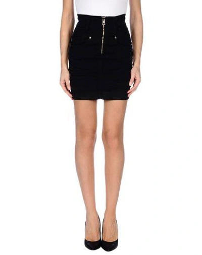 Shop Just Cavalli Denim Skirt In Black