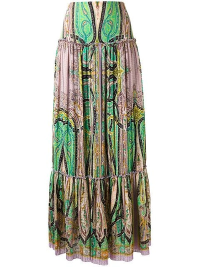 Shop Etro Abstract Print Peasant Skirt In Multicolour