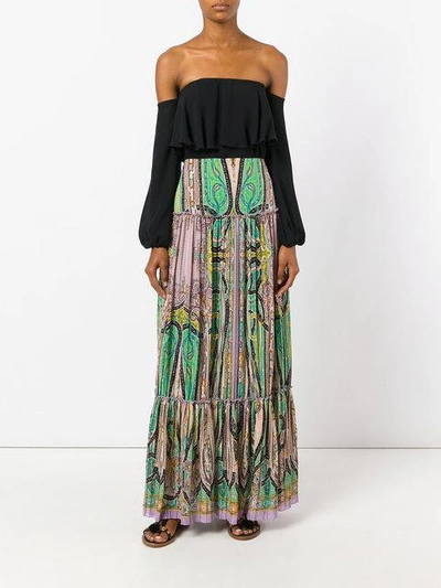 Shop Etro Abstract Print Peasant Skirt In Multicolour