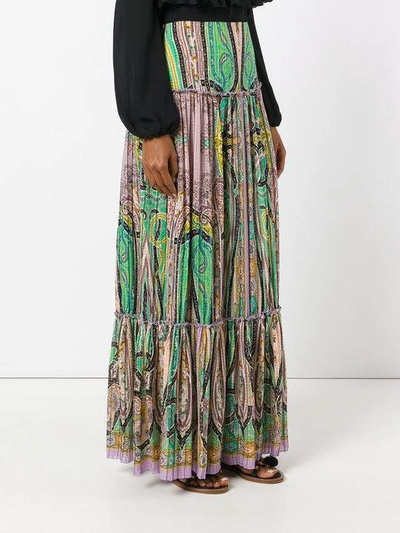 Shop Etro Abstract Print Peasant Skirt In Multicolour