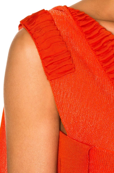 Shop Victoria Beckham Double Face Shine Patchwork Dress In Orange,red