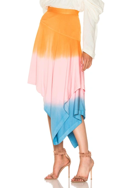 Shop Jw Anderson Asymmetric Degrade Skirt In Blue,pink,ombre & Tie Dye,orange