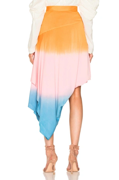 Shop Jw Anderson Asymmetric Degrade Skirt In Blue,pink,ombre & Tie Dye,orange