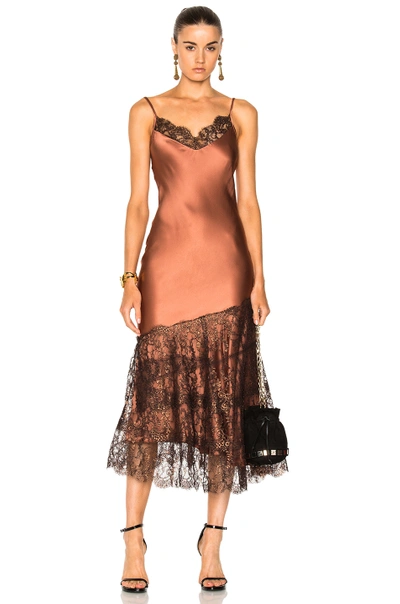 Johanna Ortiz La Maria Lace Embellished Slip Dress In Brown,metallics,neutrals