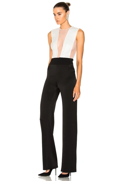 Shop Galvan Tuxedo Plunge Jumpsuit In Black,white