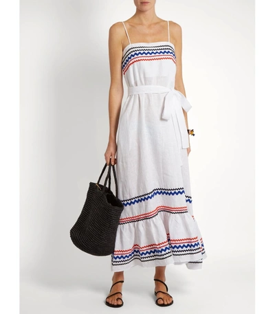Shop Lisa Marie Fernandez White Ric-rac Trimmed Linen Slip Dress