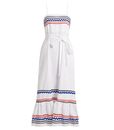 Shop Lisa Marie Fernandez White Ric-rac Trimmed Linen Slip Dress