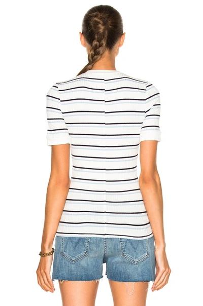 Shop Frame Denim 70s Double Stripe Fitted Tee In Off White Multi