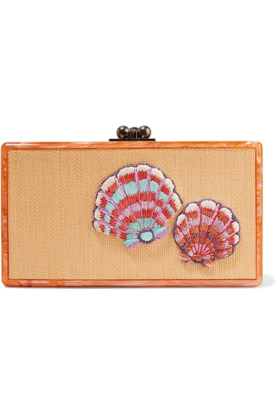 Edie Parker Jean Embroidered Woven And Acrylic Box Clutch