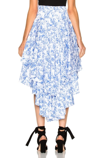 Shop Caroline Constas Giulia Skirt In Blue, Floral, White.  In Blue Multi