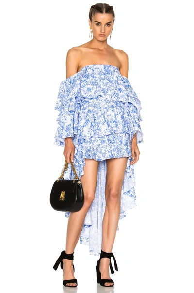Shop Caroline Constas Giulia Skirt In Blue, Floral, White.  In Blue Multi