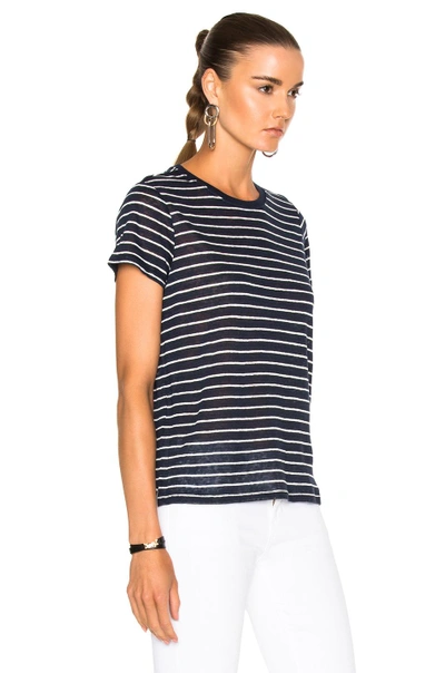 Shop Atm Anthony Thomas Melillo Schoolboy Tee In Blue, Stripes. In Midnight & White Stripe