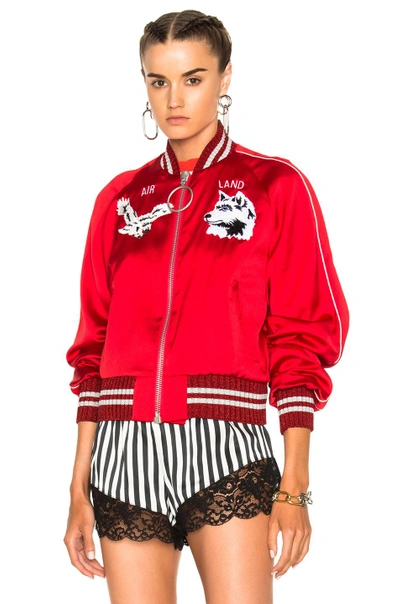 Shop Off-white Greenland Bomber Jacket In Metallics, Red. In Red & Multicolor