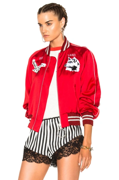 Shop Off-white Greenland Bomber Jacket In Metallics, Red. In Red & Multicolor