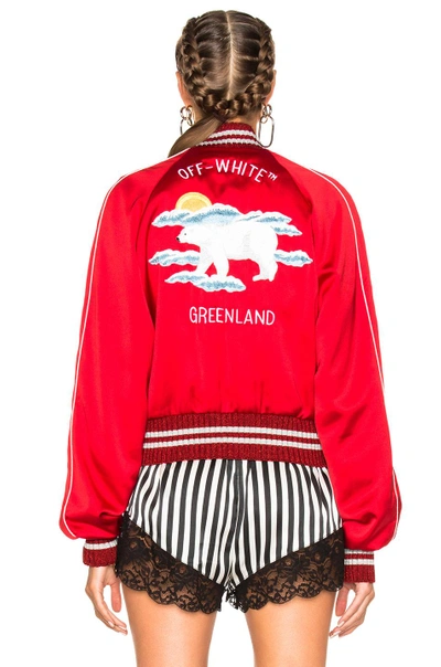 Shop Off-white Greenland Bomber Jacket In Metallics, Red. In Red & Multicolor