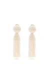 Oscar De La Renta 'classic Short' Beaded Tassel Drop Clip Earrings In Ivory