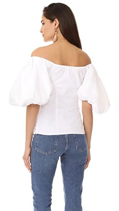 Shop Caroline Constas Jolie Puff Sleeve Top In White