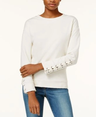 Joe's Jeans Joe&#039;s Miaya Lace-up Sweatshirt In Ecru