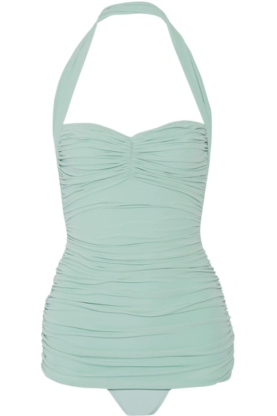 Norma Kamali Bill Mio Ruched Halterneck Swimsuit