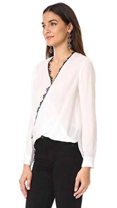 Shop L Agence Rosario Blouse In Ivory/black