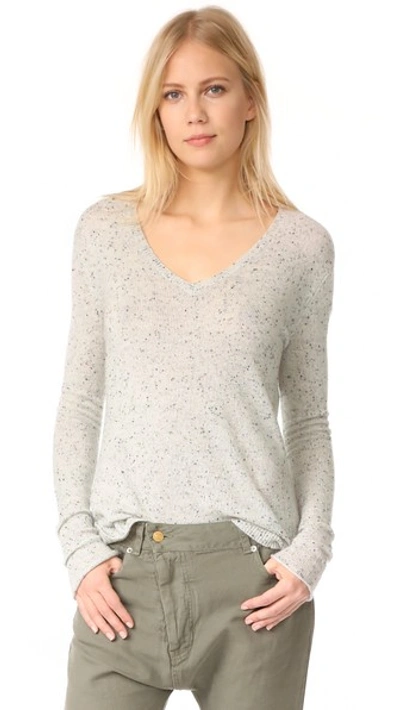 Shop Atm Anthony Thomas Melillo Cashmere Donegal V Neck Sweater In Marble Donegal