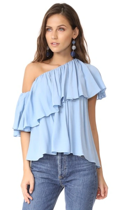 Mlm Label One Shoulder Maison Top In Baby Blue