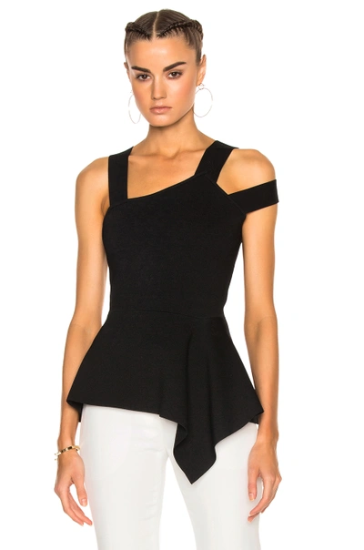 Shop Roland Mouret Raysee Birdseye Stitch Top In Black