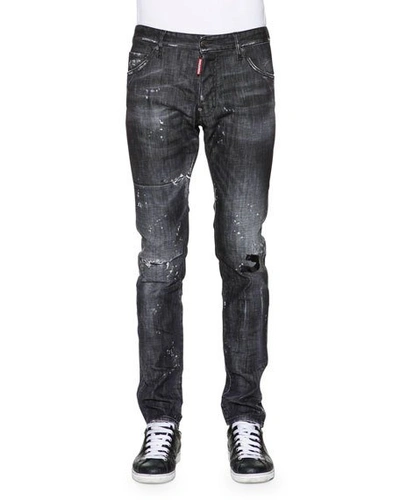 Dsquared2 Cool Guy Distressed Washed Denim Jeans, Black