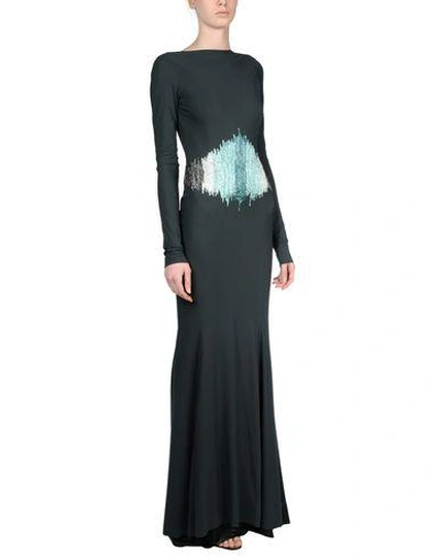 Shop Francesca Piccini Long Dress In Steel Grey