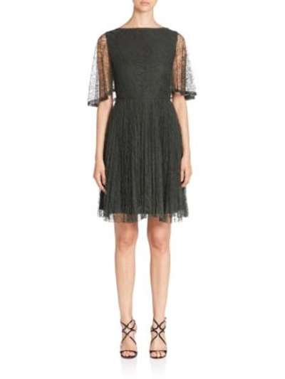 Jason Wu Flutter-sleeve Lace Cocktail Dress In Dark Moss