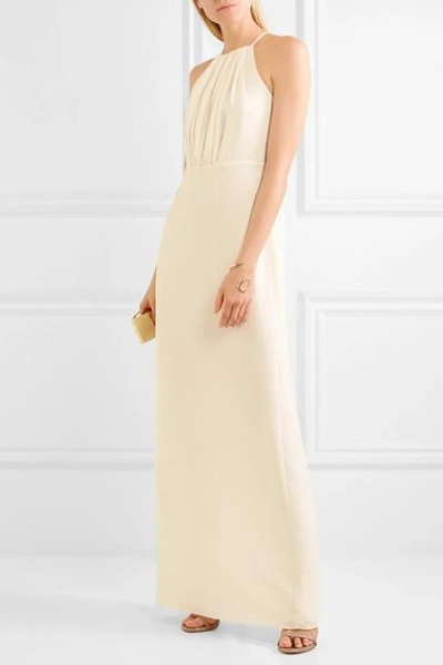 Shop Halston Heritage Draped Georgette Gown In Cream