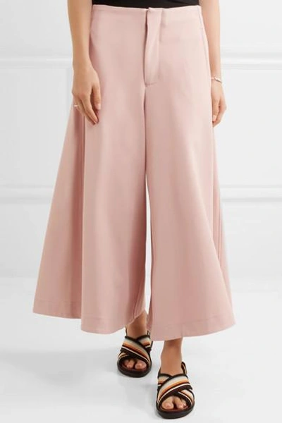 Shop Bassike Stretch-twill Culottes In Pink