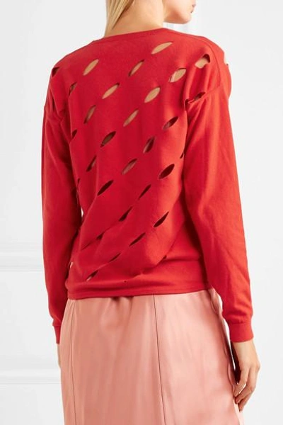 Shop Victor Glemaud Cutout Cotton And Cashmere-blend Sweater In Red