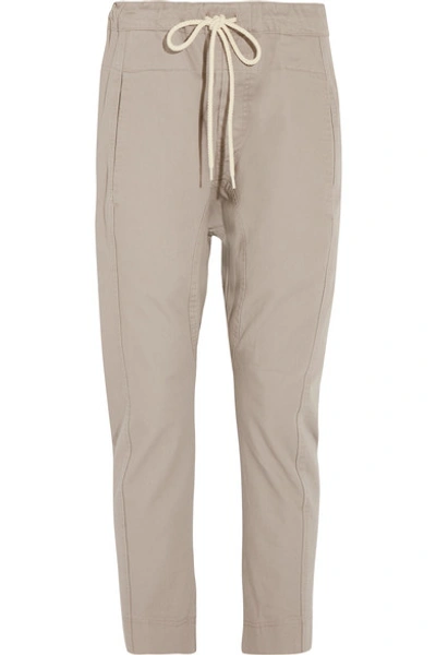 Shop Bassike Cotton-drill Tapered Pants In Taupe