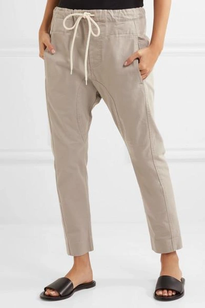 Shop Bassike Cotton-drill Tapered Pants In Taupe