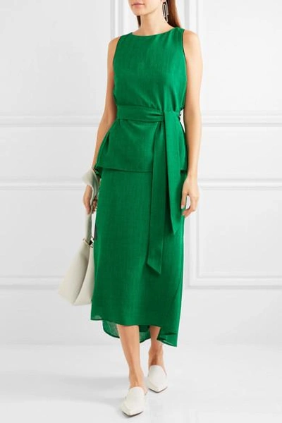 Shop Cefinn Belted Voile Top In Green