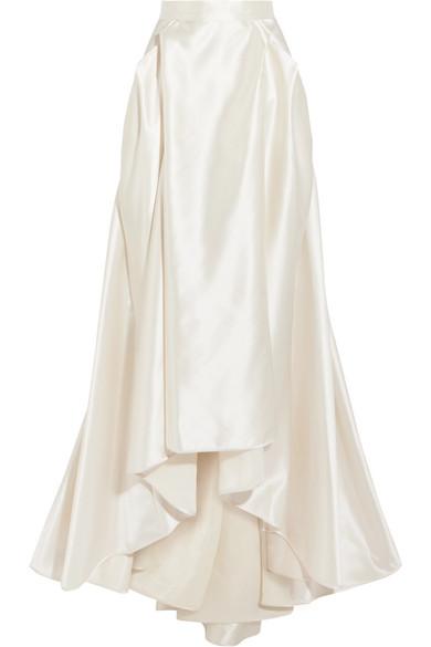 pleated satin maxi skirt