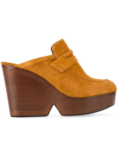 Robert Clergerie Clergerie Tan Suede Damor 110 Wedge Mules In Brown Savannah Suede