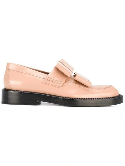 Shop Marni Oversized Bow Detail Loafers - Neutrals