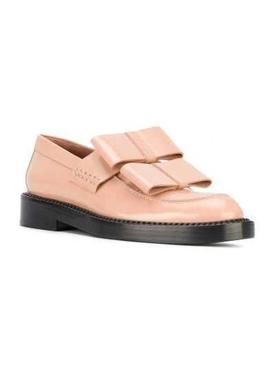 Shop Marni Oversized Bow Detail Loafers - Neutrals