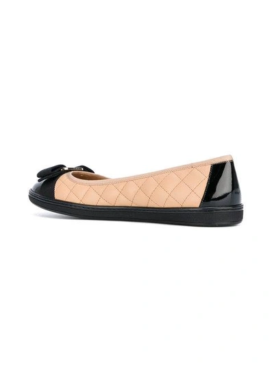 Shop Ferragamo Salvatore  Quilted Vara Ballerina Shoes - Neutrals