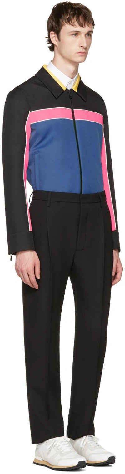 Shop Valentino Multicolor Colorblocked Zip-up Jacket