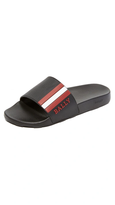 Shop Bally Saxor Slides In Black