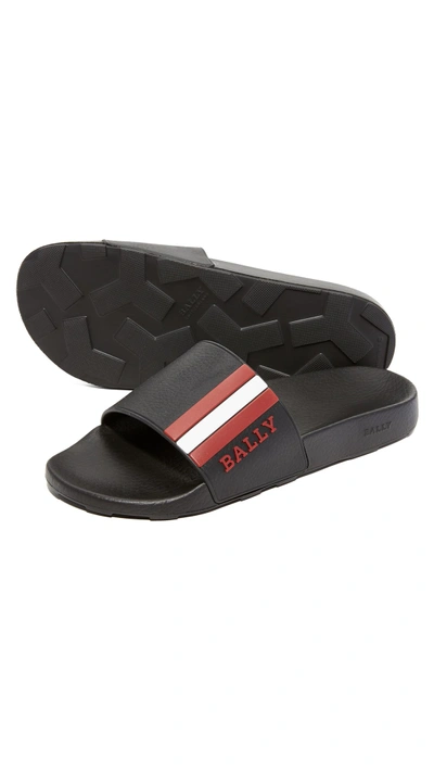 Shop Bally Saxor Slides In Black