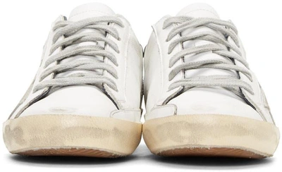 Shop Golden Goose White & Navy Superstar Sneakers