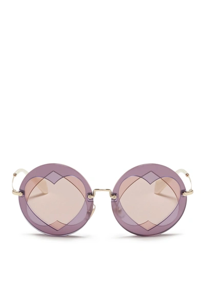 Shop Miu Miu Cutout Heart Window Round Sunglasses