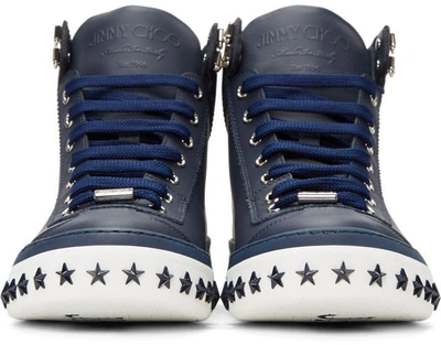 Shop Jimmy Choo Navy Star Sole Argyle High-top Sneakers
