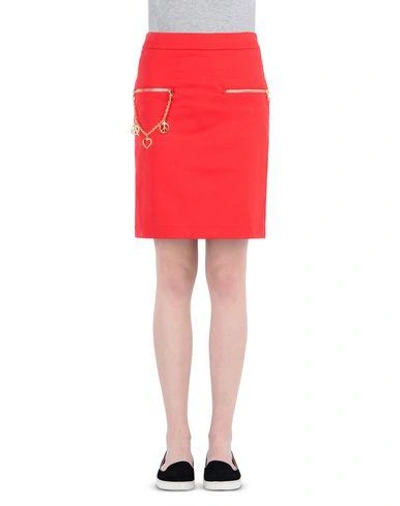 Shop Love Moschino Knee Length Skirts In Red