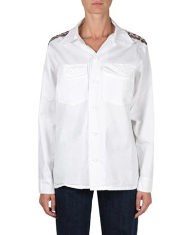 Amen Embroidered Cotton Shirt In Bianco
